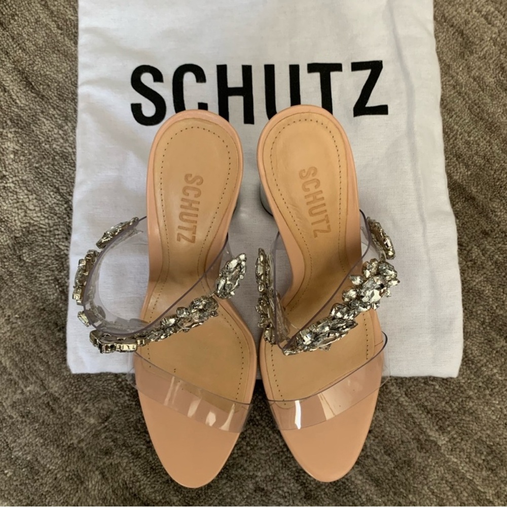 SCHUTZ Women's Crystal Embellished Heels in Nude